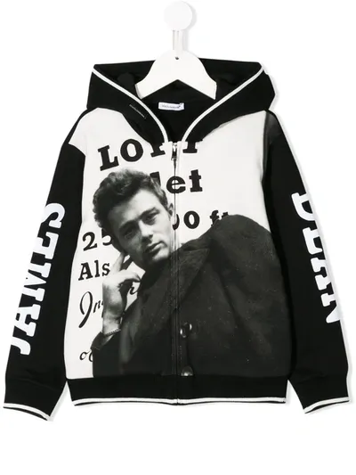 Dolce & Gabbana Kids' Jersey Hoodie With James Dean Print In Black