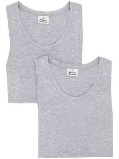 Vivienne Westwood Anglomania Two Pack Logo Printed Vests In Grey