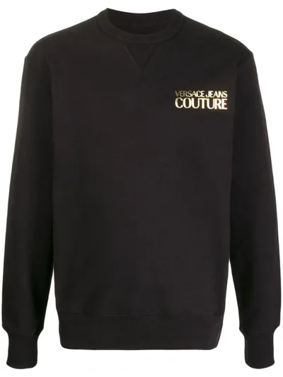 Versace Jeans Couture Black Sweatshirt With Logo Print On The Chest