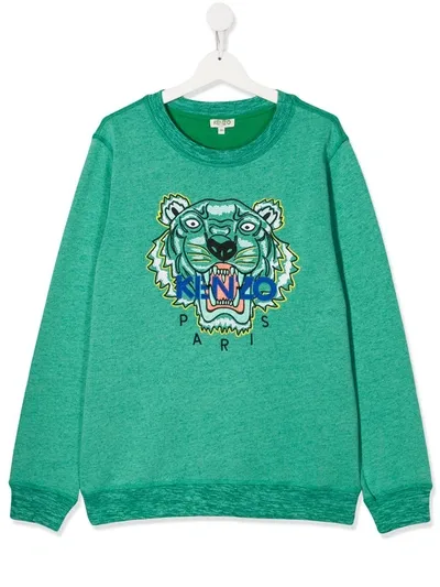 Kenzo Kids Signature Brand Jumper In Green