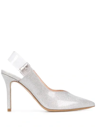 Pinko Anice Verde 2 Glitter Pumps In Silver