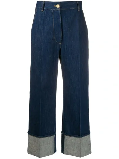 Jean Patou High-rise Cuffed Jeans In Blue