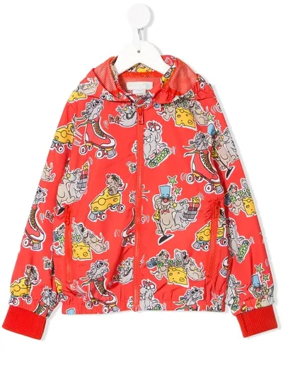 Stella Mccartney Kids' Happy Mice Print Jacket In Orange