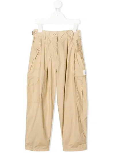 Givenchy Kids' Slim Cargo Trousers In Beige