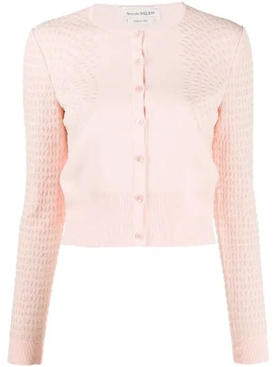 Alexander Mcqueen Jacquard-knit Cardigan In Pink