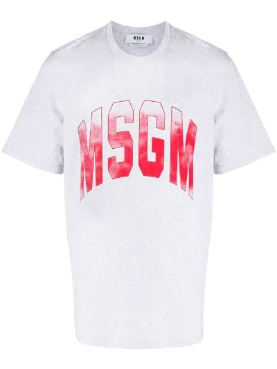 Msgm Ombré-logo Boxy T-shirt In Grey