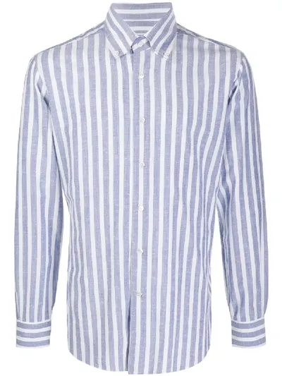 Barba Candy-striped Long Sleeve Shirt In Blue