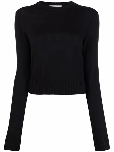 Jil Sander Long-sleeved Fine-knit Top In 黑色