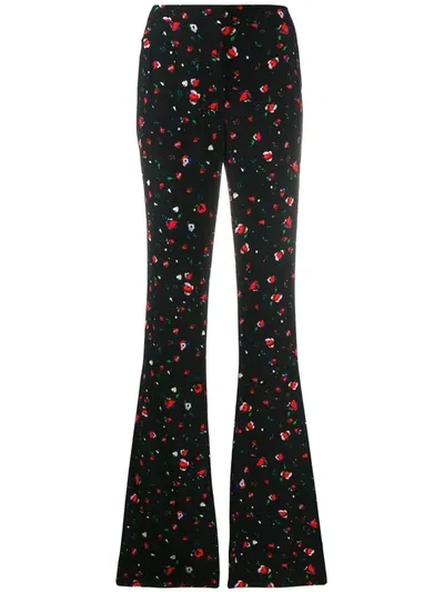 Derek Lam 10 Crosby Odessa Slim Flare Splatter Floral Trousers In Black