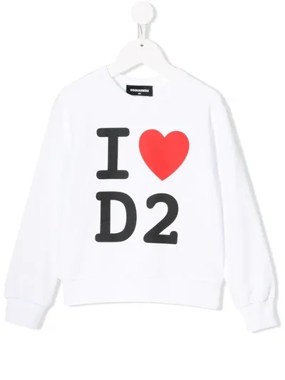 Dsquared2 Teen Logo Print Sweatshirt In White