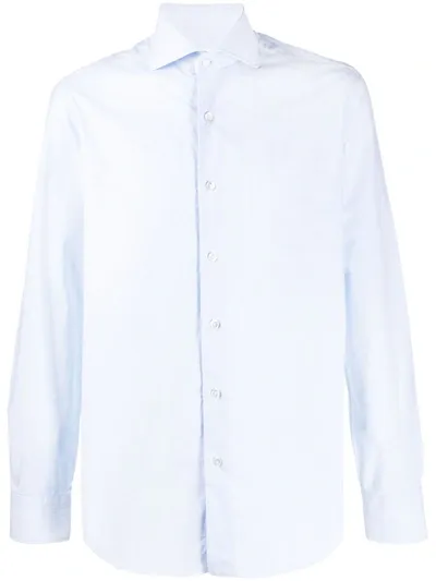 Barba Longsleeved Curved Hem Shirt In Blue