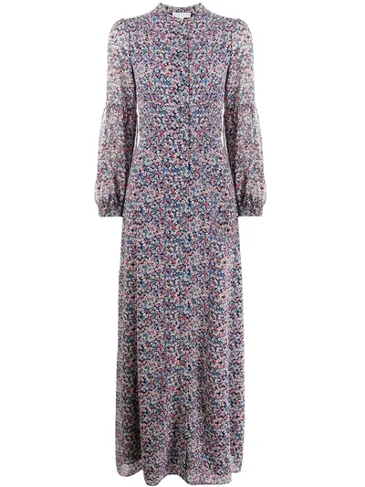 Michael Michael Kors Floral-print Georgette Maxi Dress In Blue