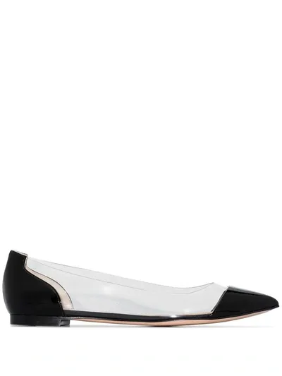 Gianvito Rossi Black Suede Plexi Ballerina Flats