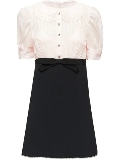 Miu Miu Faille Cady And Organza Dress In Black