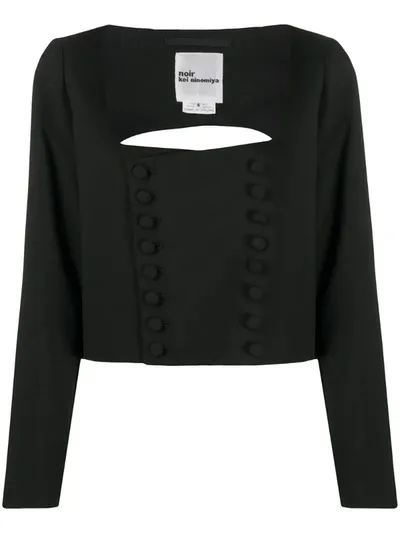 Comme Des Garçons Double-breasted Bodice Style Wool Top In Black