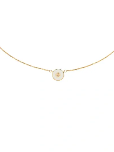 Tory Burch Kira Enameled Pendant Necklace In New Ivory