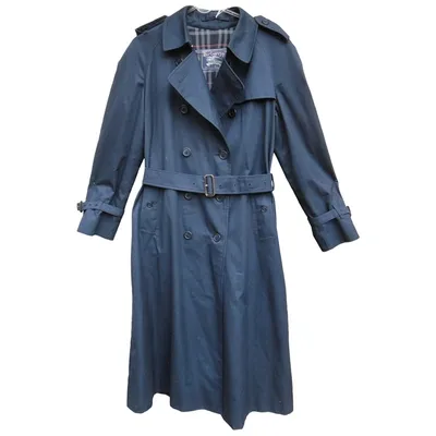 Pre-owned Burberry Trench Coat In Navy