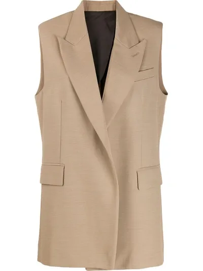 Ami Alexandre Mattiussi Half-lined Sleeveless Long Jacket In Neutrals