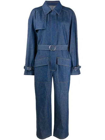 Maison Margiela Denim Belted Jumpsuit In Blue