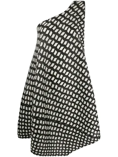 Issey Miyake Patterned One-shoulder Dress In Black