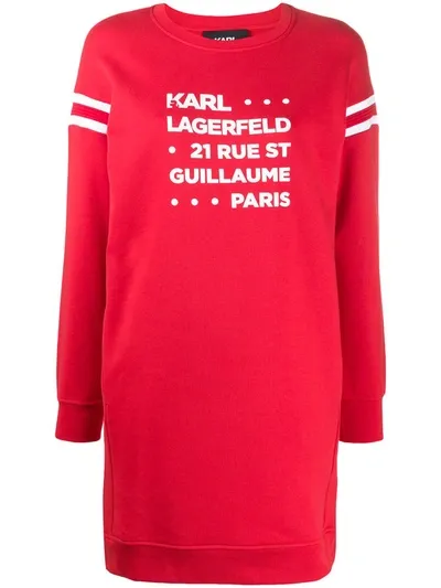 Karl Lagerfeld Rue St. Guillaume Sweatshirt Dress In Red