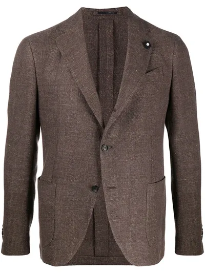 Lardini Textured Single-breasted Blazer In Brown