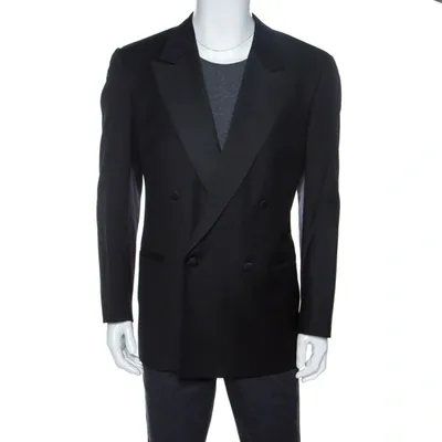 Pre-owned Valentino Uomo Black Wool Double Breasted Blazer Xl