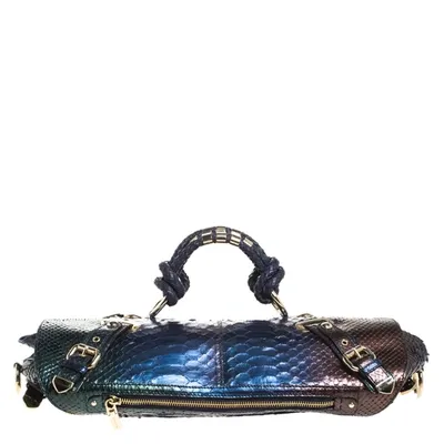 Pre-owned Versace Multicolor Ombre Python Canyon Bag