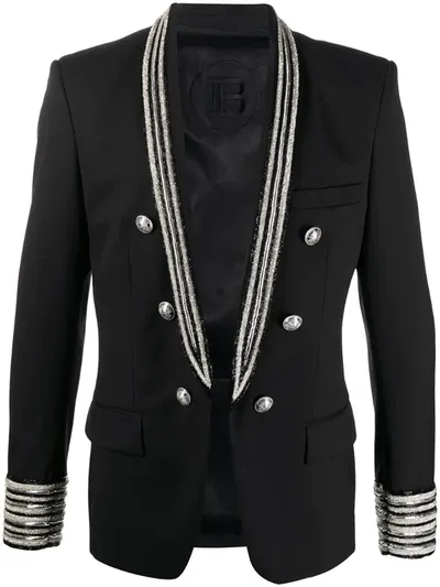 Balmain Beaded Blazer In Black