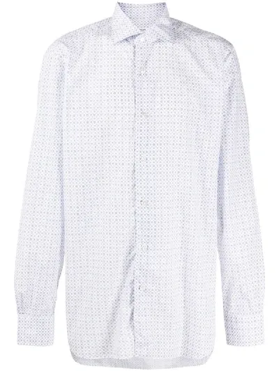 Barba Geometric Print Shirt In White