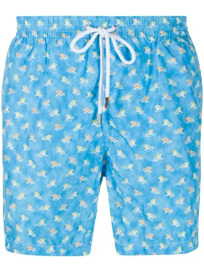 Barba Chair Print Swim Shorts In Blue