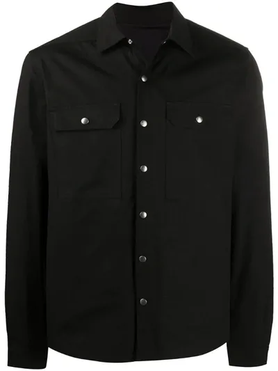 Rick Owens Geometric Print Shirt-jacket In Black