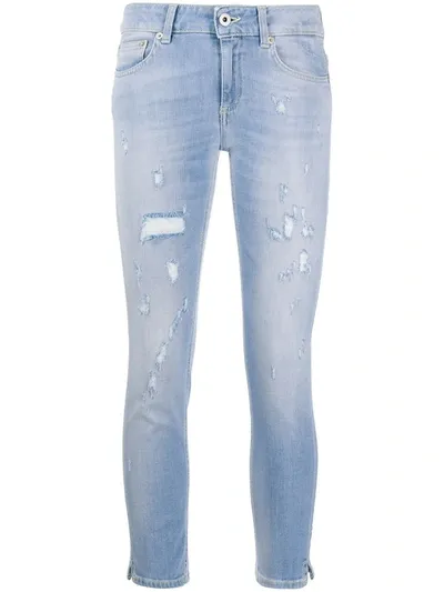 Dondup Mid Rise Cropped Jeans In Blue