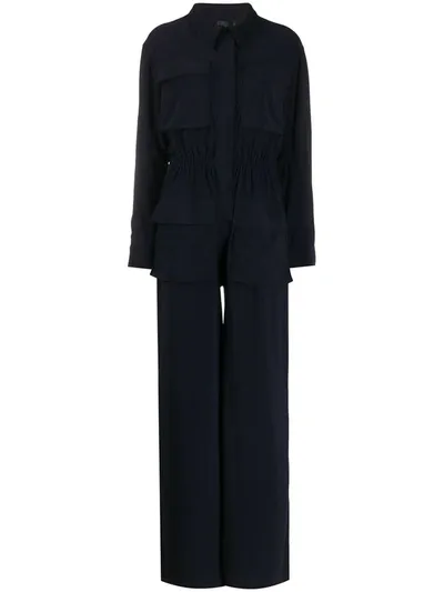 Norma Kamali Cargo Jog Jumpsuit In Blue