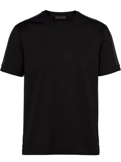 Prada Knit Inserts T-shirt In Black