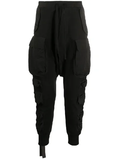 Ben Taverniti Unravel Project Pocket-detail Drop-crotch Trousers In Black