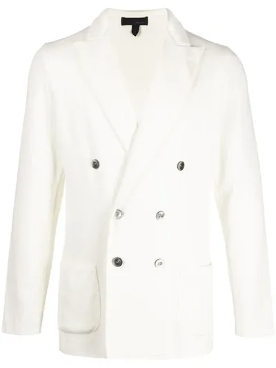 Lardini Fitted Double Breasted Blazer In White