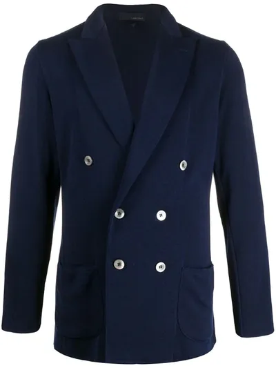 Lardini Fitted Double-breasted Blazer In Blue