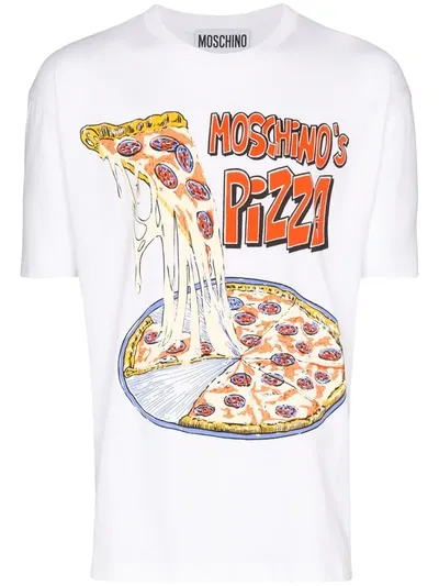 Moschino Pizza Logo-print T-shirt In White