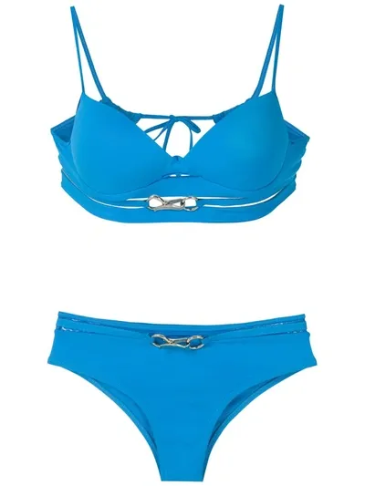 Amir Slama Metallic Embellishments Bikini Set In Blue