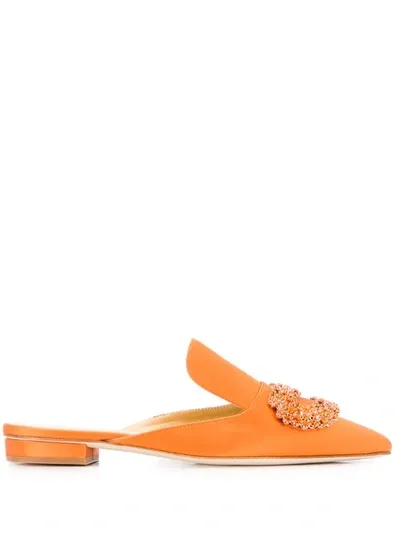 Giannico Daphne Flat Slippers In Orange