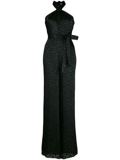 Alexis Amary Croc-effect Burnout Jumpsuit In Black