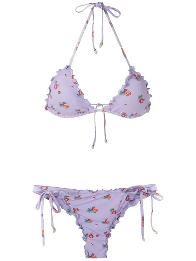 Amir Slama Printed Bikini Set In Purple