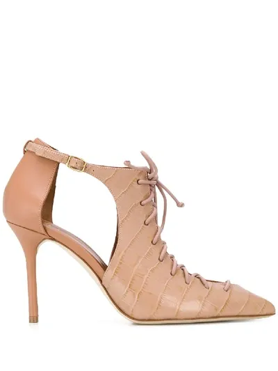 Malone Souliers Montana 85 Blush Crocodile-effect Leather Pumps In Neutrals