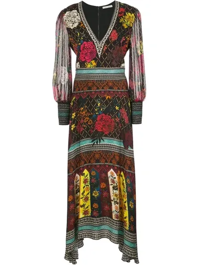 Alice And Olivia Janey Mixed Pattern Handkerchief Hem Dress In Mona Multi