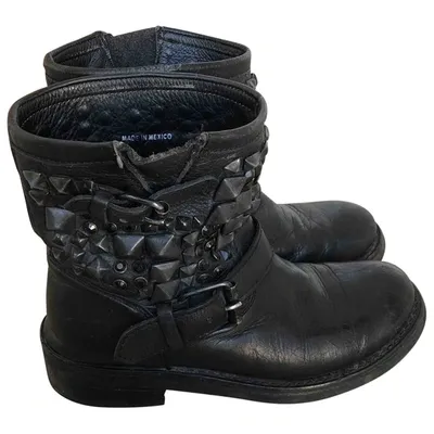 Pre-owned Ash Leather Biker Boots In Black