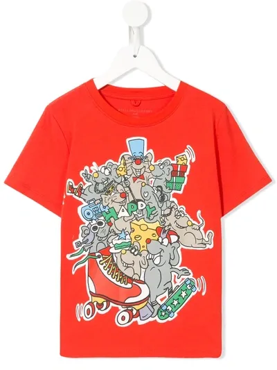 Stella Mccartney Kids' Happy Rat T-shirt In Red