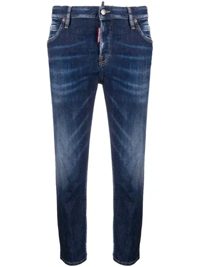 Dsquared2 Cropped Slim-fit Jeans In Blue