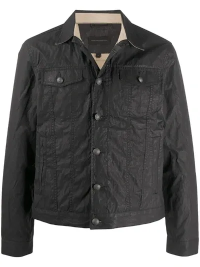 John Varvatos Wrinkled Denim Jacket In Black