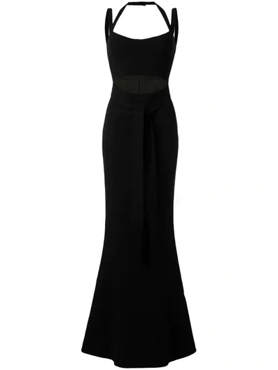 Rachel Gilbert Frankie Fishtail Hem Gown In Black